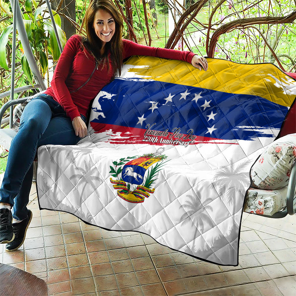Venezuela Flag Day Quilt 220th Anniversary Coat Of Arms Palm Tree Silhouette