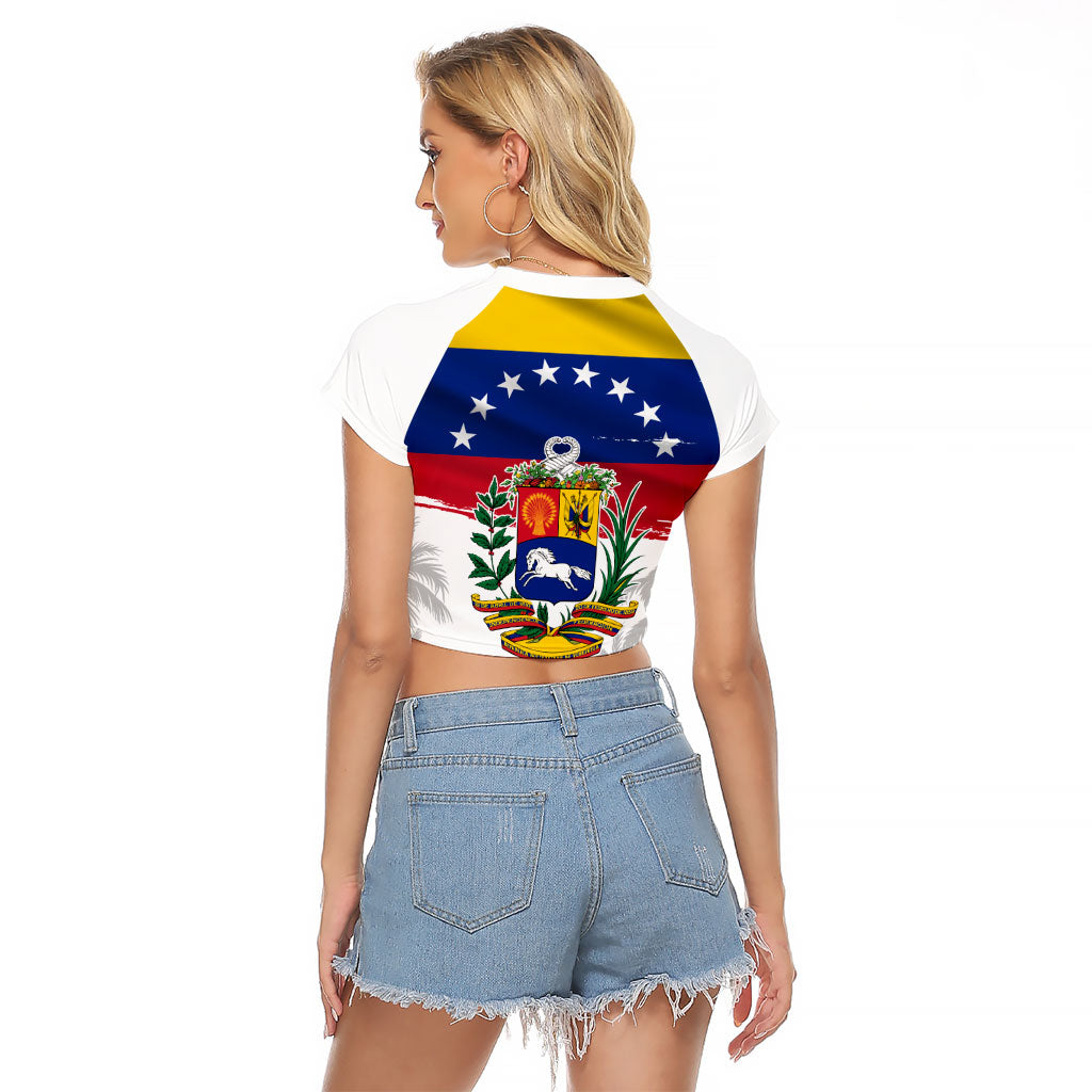 Venezuela Flag Day Raglan Cropped T Shirt 220th Anniversary Coat Of Arms Palm Tree Silhouette