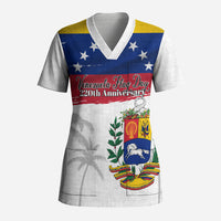 Venezuela Flag Day Scrub Top 220th Anniversary Coat Of Arms Palm Tree Silhouette
