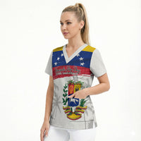 Venezuela Flag Day Scrub Top 220th Anniversary Coat Of Arms Palm Tree Silhouette