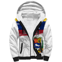 Venezuela Flag Day Sherpa Hoodie 220th Anniversary Coat Of Arms Palm Tree Silhouette