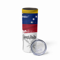 Venezuela Flag Day Skinny Tumbler 220th Anniversary Coat Of Arms Palm Tree Silhouette