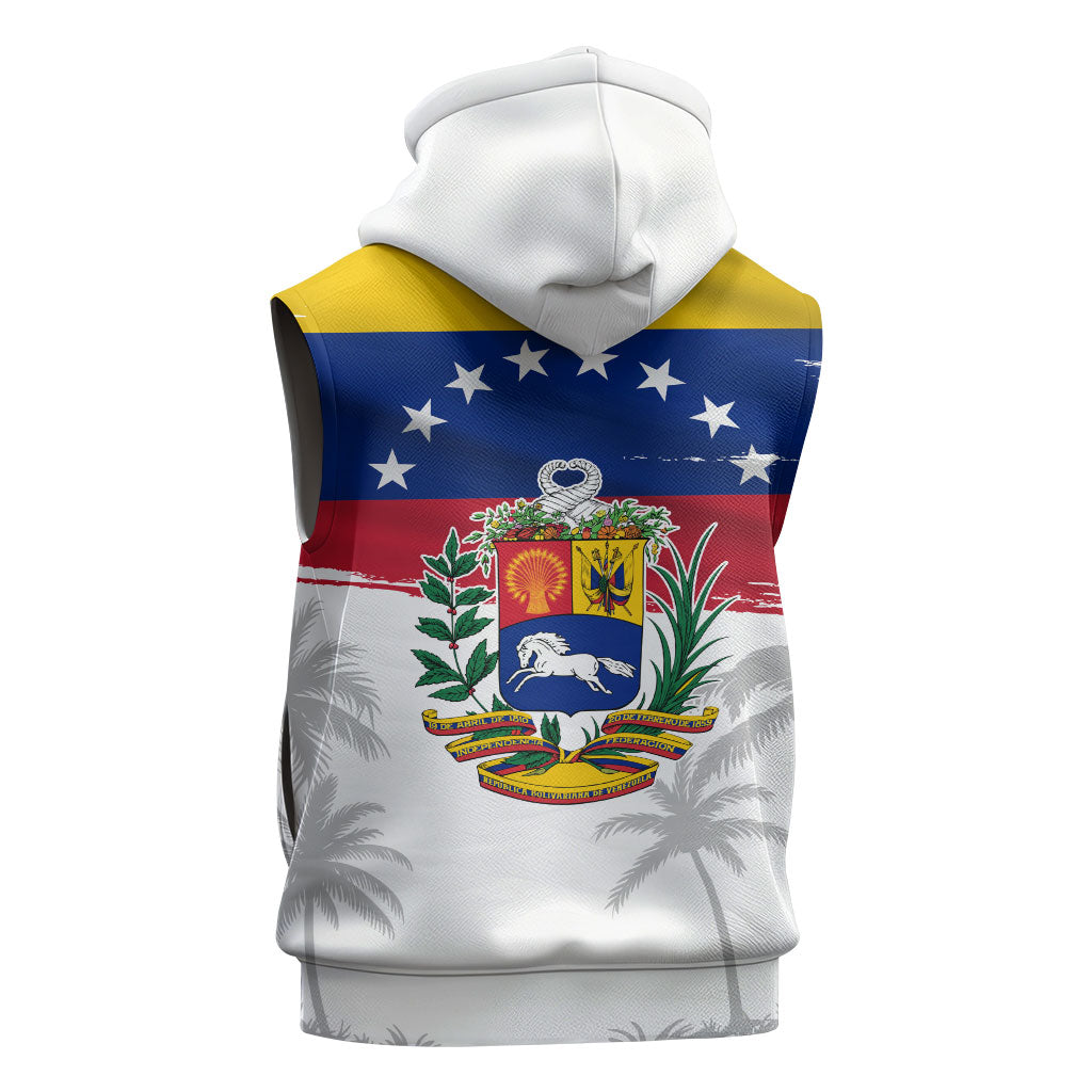 Venezuela Flag Day Sleeveless Zip Hoodie 220th Anniversary Coat Of Arms Palm Tree Silhouette
