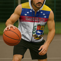 Venezuela Flag Day Sleeveless Zip Hoodie 220th Anniversary Coat Of Arms Palm Tree Silhouette