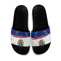 Venezuela Flag Day Slide Sandals 220th Anniversary Coat Of Arms Palm Tree Silhouette