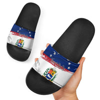 Venezuela Flag Day Slide Sandals 220th Anniversary Coat Of Arms Palm Tree Silhouette