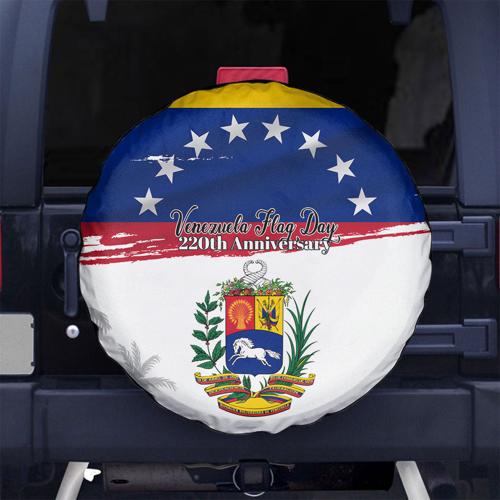 Venezuela Flag Day Spare Tire Cover 220th Anniversary Coat Of Arms Palm Tree Silhouette