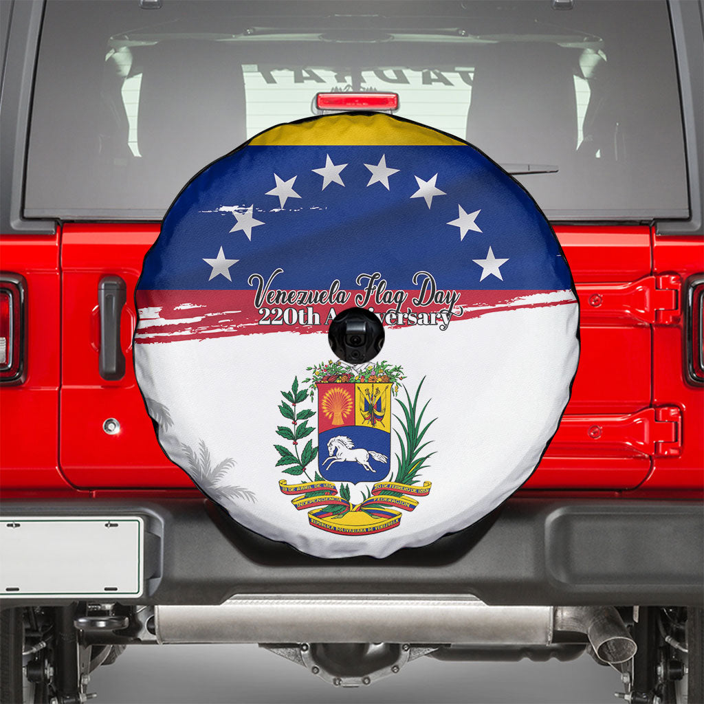 Venezuela Flag Day Spare Tire Cover 220th Anniversary Coat Of Arms Palm Tree Silhouette