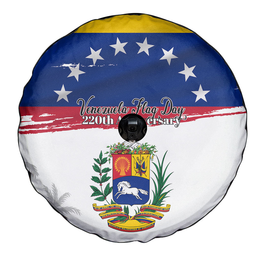 Venezuela Flag Day Spare Tire Cover 220th Anniversary Coat Of Arms Palm Tree Silhouette