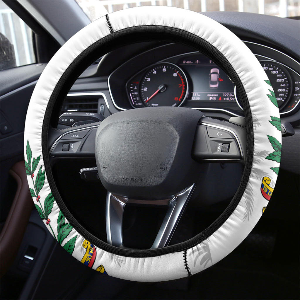 Venezuela Flag Day Steering Wheel Cover 220th Anniversary Coat Of Arms Palm Tree Silhouette