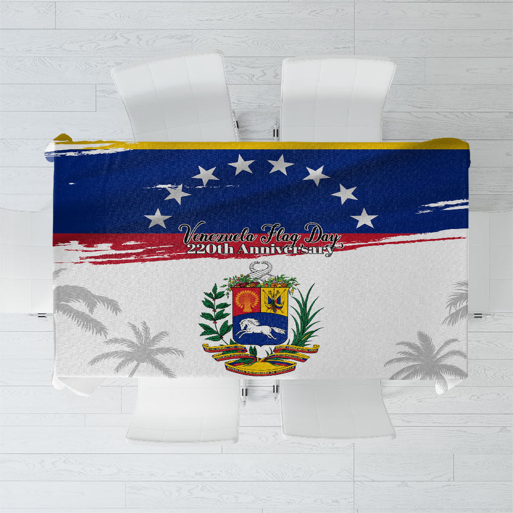 Venezuela Flag Day Tablecloth 220th Anniversary Coat Of Arms Palm Tree Silhouette