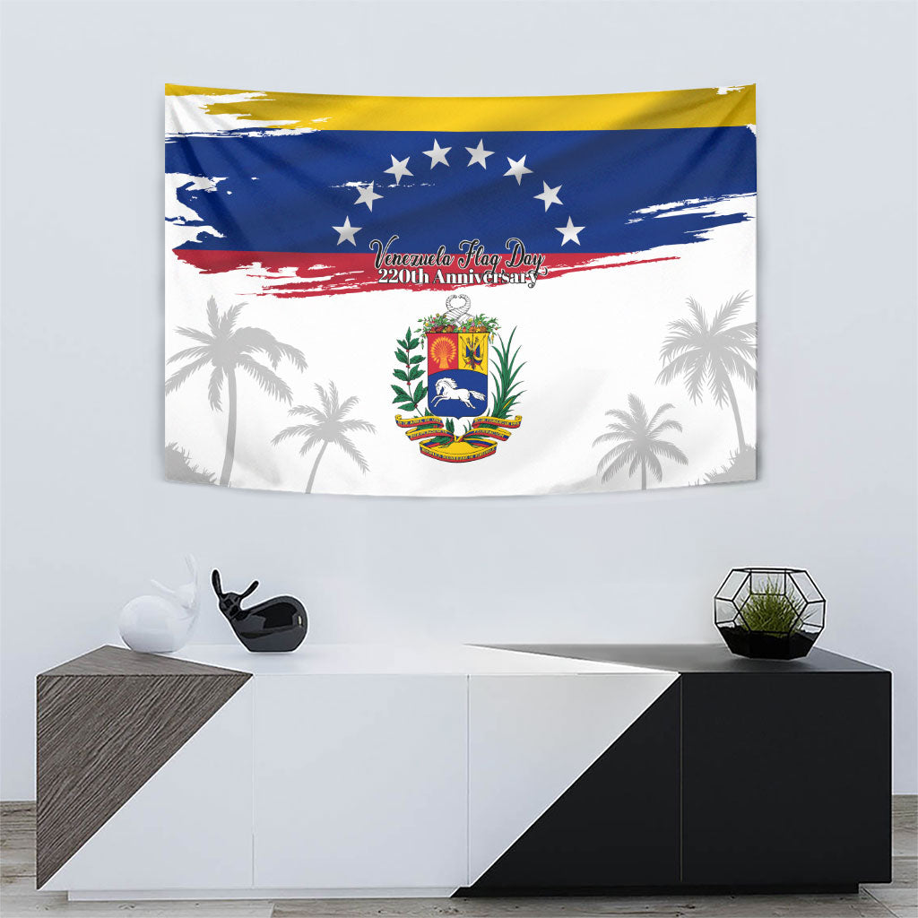 Venezuela Flag Day Tapestry 220th Anniversary Coat Of Arms Palm Tree Silhouette