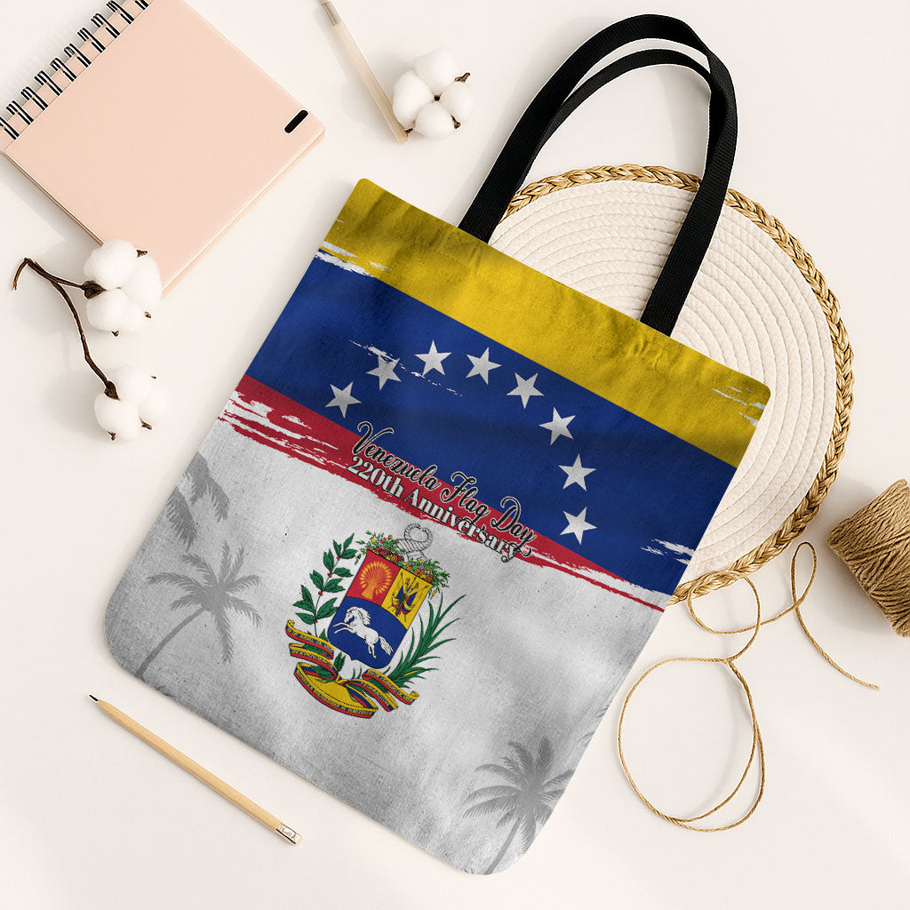 Venezuela Flag Day Tote Bag 220th Anniversary Coat Of Arms Palm Tree Silhouette