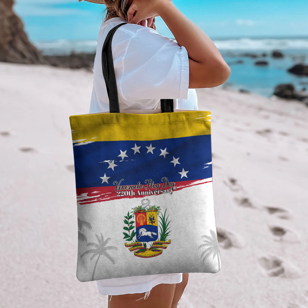 Venezuela Flag Day Tote Bag 220th Anniversary Coat Of Arms Palm Tree Silhouette