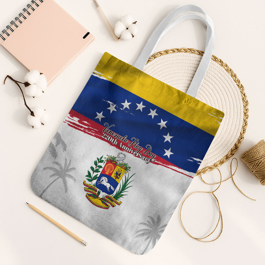 Venezuela Flag Day Tote Bag 220th Anniversary Coat Of Arms Palm Tree Silhouette
