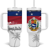 Venezuela Flag Day Tumbler With Handle 220th Anniversary Coat Of Arms Palm Tree Silhouette