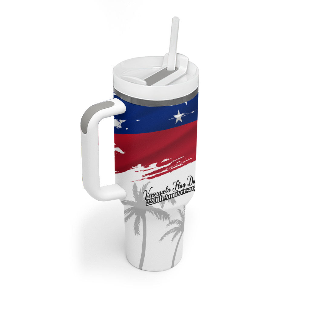 Venezuela Flag Day Tumbler With Handle 220th Anniversary Coat Of Arms Palm Tree Silhouette