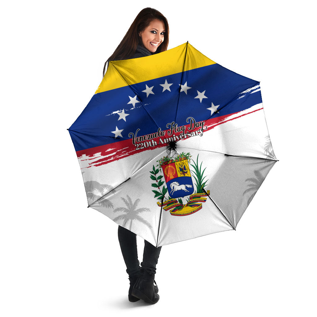 Venezuela Flag Day Umbrella 220th Anniversary Coat Of Arms Palm Tree Silhouette