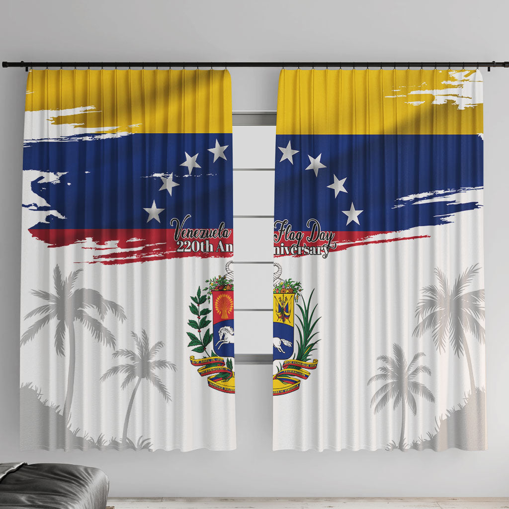 Venezuela Flag Day Window Curtain 220th Anniversary Coat Of Arms Palm Tree Silhouette