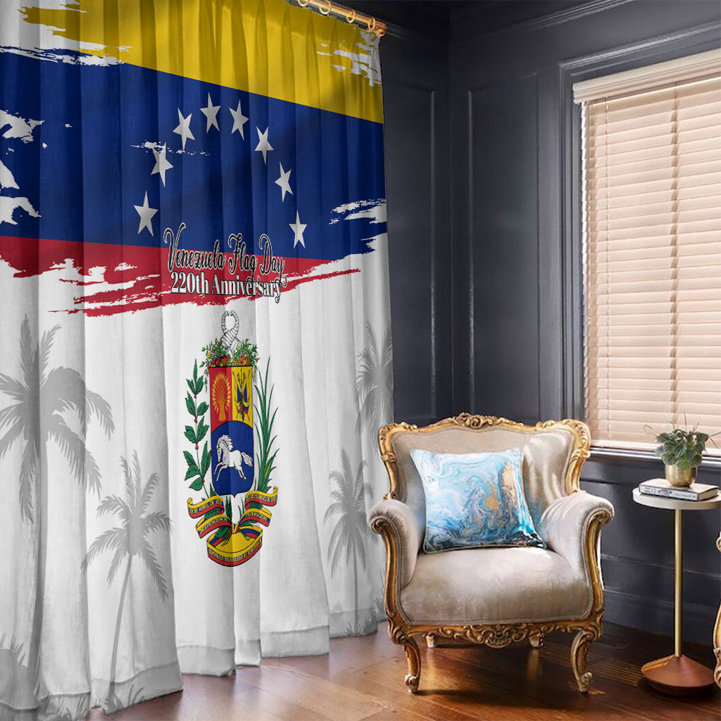 Venezuela Flag Day Window Curtain 220th Anniversary Coat Of Arms Palm Tree Silhouette