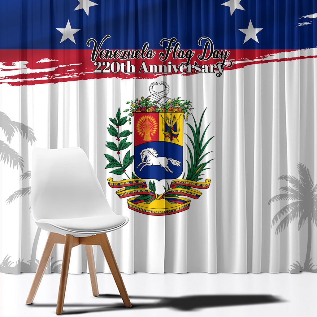 Venezuela Flag Day Window Curtain 220th Anniversary Coat Of Arms Palm Tree Silhouette