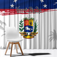 Venezuela Flag Day Window Curtain 220th Anniversary Coat Of Arms Palm Tree Silhouette