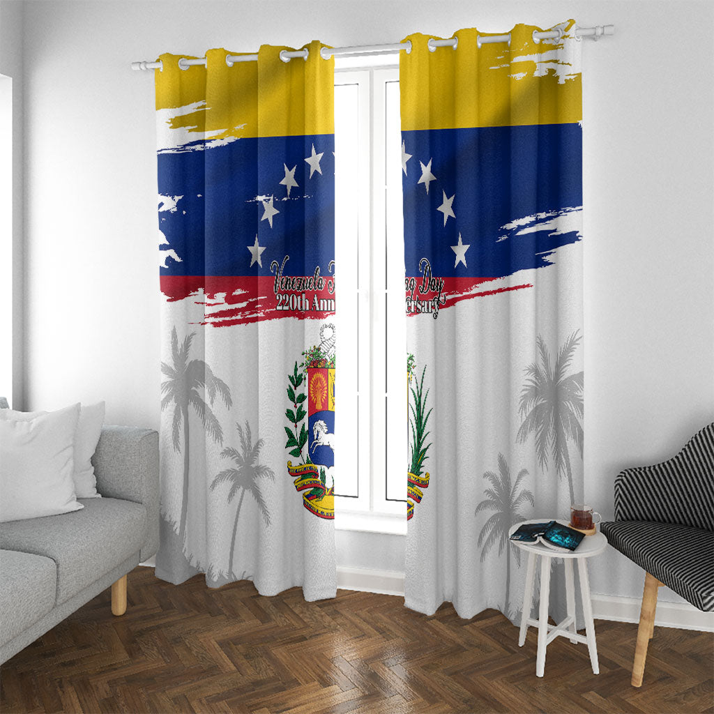 Venezuela Flag Day Window Curtain 220th Anniversary Coat Of Arms Palm Tree Silhouette