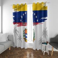 Venezuela Flag Day Window Curtain 220th Anniversary Coat Of Arms Palm Tree Silhouette