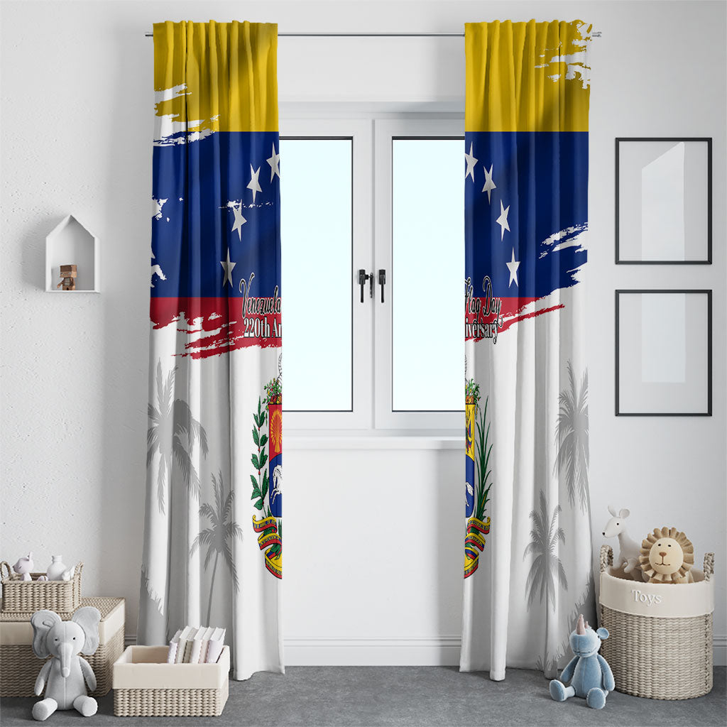 Venezuela Flag Day Window Curtain 220th Anniversary Coat Of Arms Palm Tree Silhouette