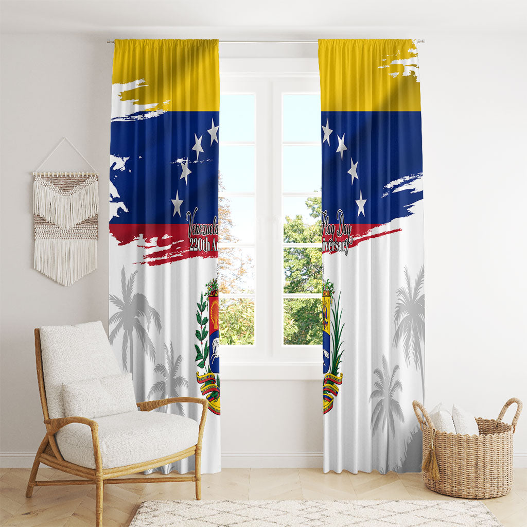 Venezuela Flag Day Window Curtain 220th Anniversary Coat Of Arms Palm Tree Silhouette