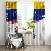 Venezuela Flag Day Window Curtain 220th Anniversary Coat Of Arms Palm Tree Silhouette