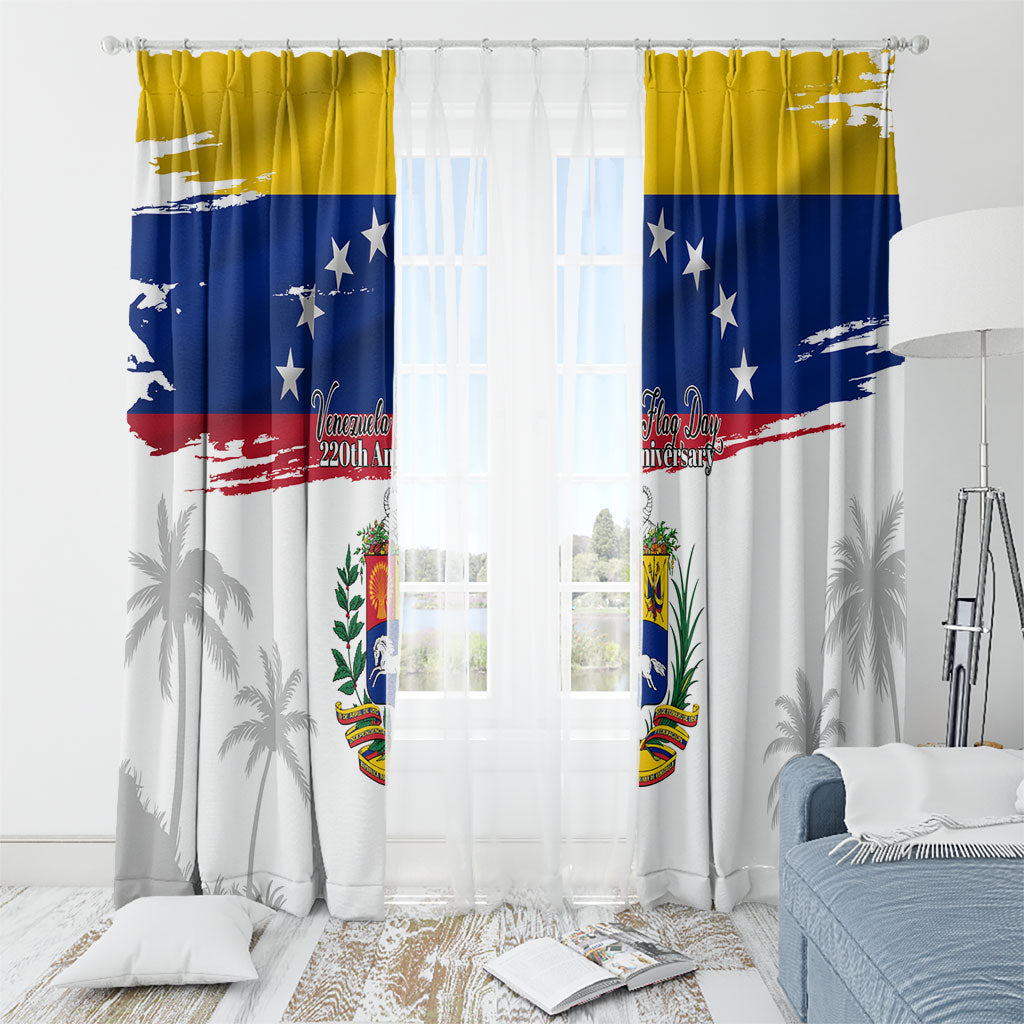 Venezuela Flag Day Window Curtain 220th Anniversary Coat Of Arms Palm Tree Silhouette