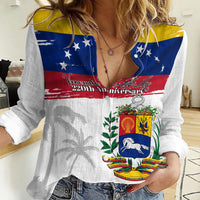 Venezuela Flag Day Women Casual Shirt 220th Anniversary Coat Of Arms Palm Tree Silhouette