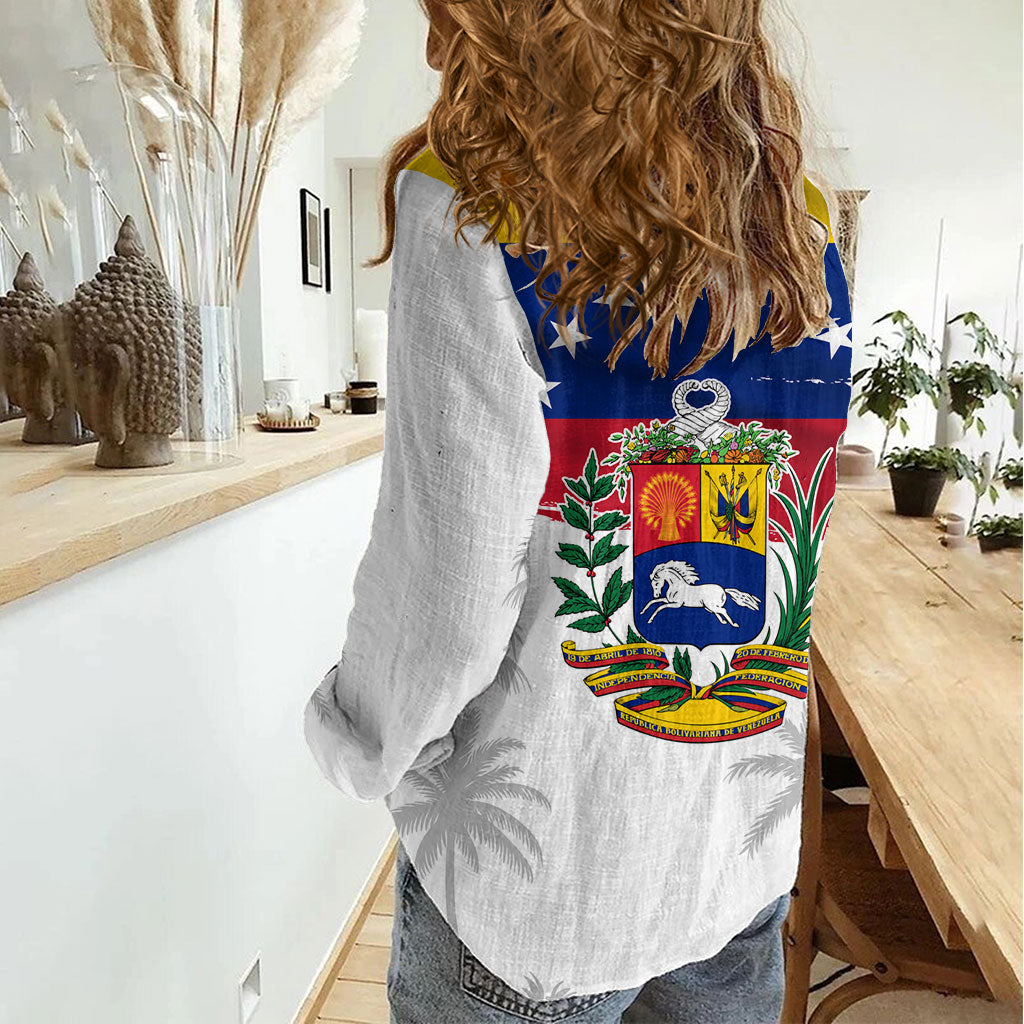 Venezuela Flag Day Women Casual Shirt 220th Anniversary Coat Of Arms Palm Tree Silhouette