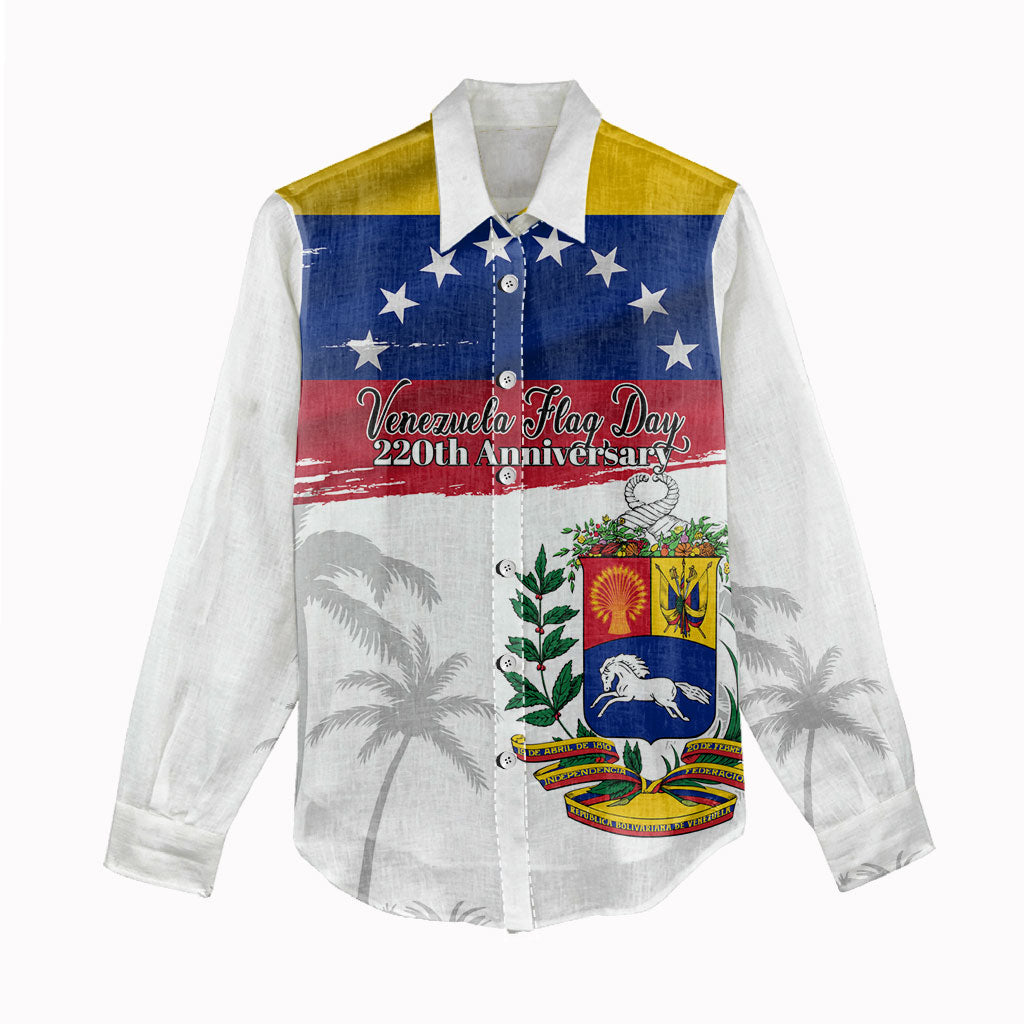 Venezuela Flag Day Women Casual Shirt 220th Anniversary Coat Of Arms Palm Tree Silhouette