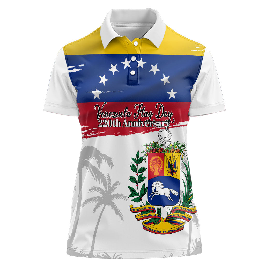 Venezuela Flag Day Women Polo Shirt 220th Anniversary Coat Of Arms Palm Tree Silhouette