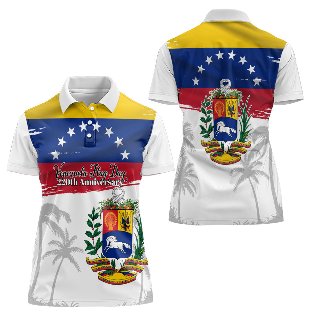 Venezuela Flag Day Women Polo Shirt 220th Anniversary Coat Of Arms Palm Tree Silhouette