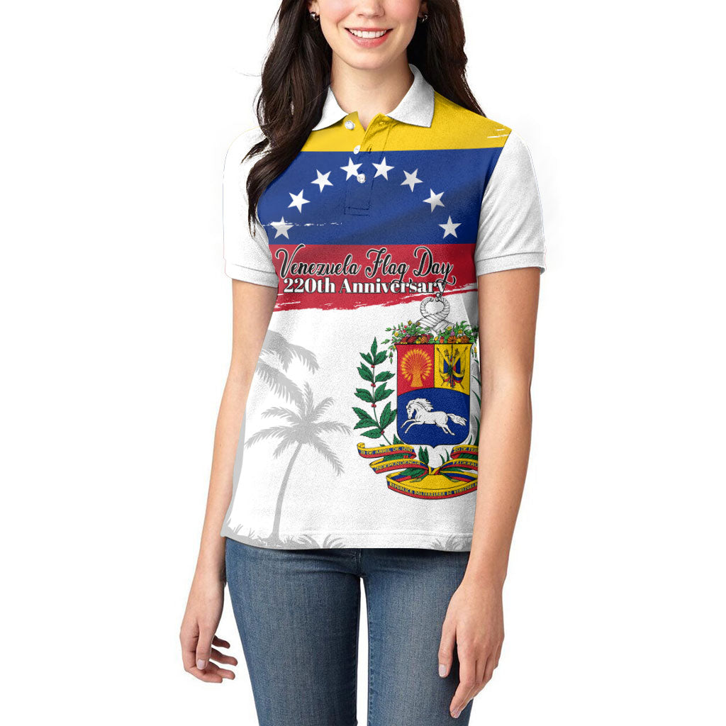 Venezuela Flag Day Women Polo Shirt 220th Anniversary Coat Of Arms Palm Tree Silhouette