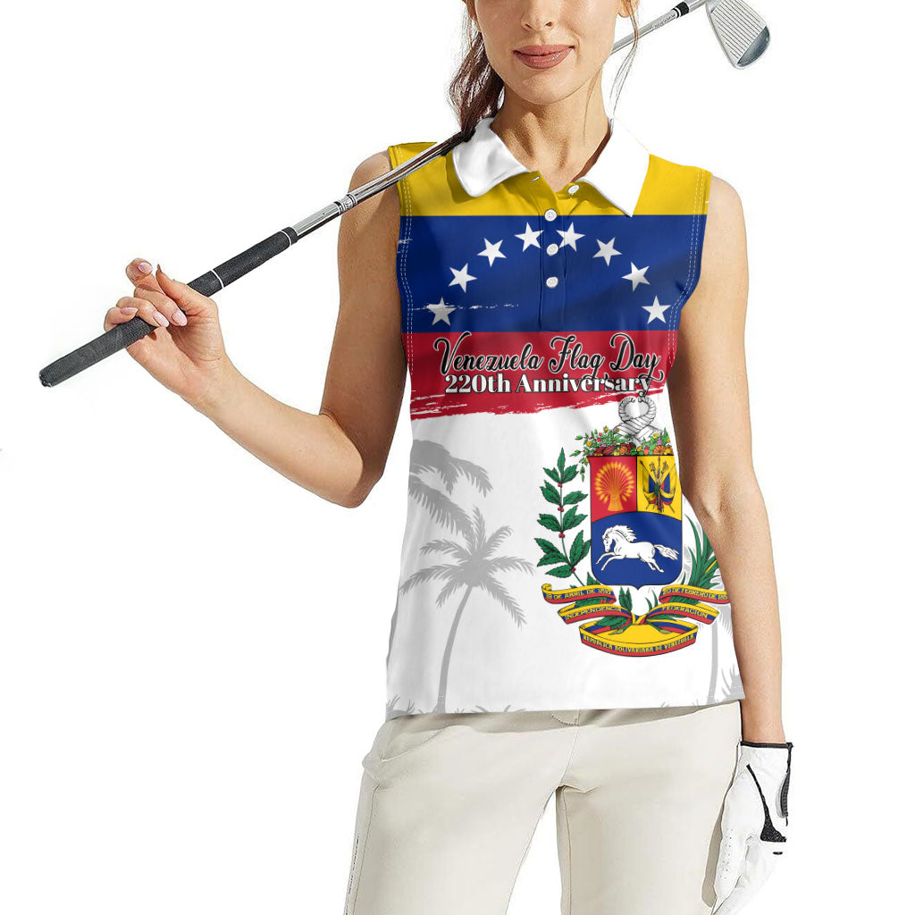 Venezuela Flag Day Women Sleeveless Polo Shirt 220th Anniversary Coat Of Arms Palm Tree Silhouette