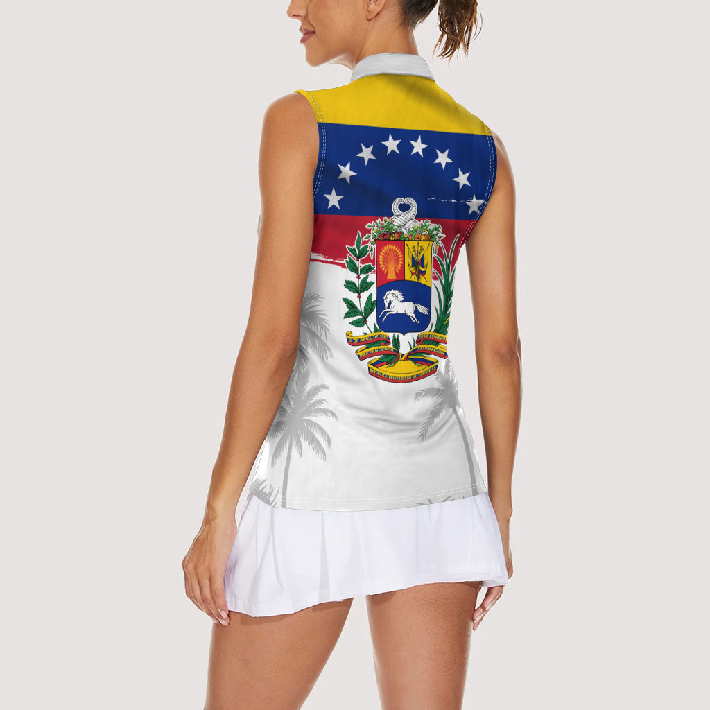 Venezuela Flag Day Women Sleeveless Polo Shirt 220th Anniversary Coat Of Arms Palm Tree Silhouette