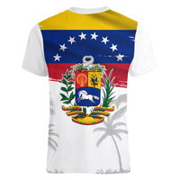 Venezuela Flag Day Women V-Neck T-Shirt 220th Anniversary Coat Of Arms Palm Tree Silhouette