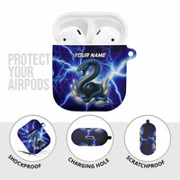 Snake and Bowling Ball Design AirPods Case with Lightning Background and Custom Team Name Text - Wonder Print Shop