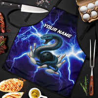 Snake and Bowling Ball Design Apron with Lightning Background and Custom Team Name Text - Wonder Print Shop