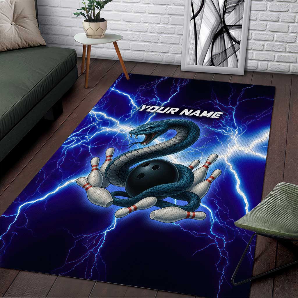 Snake and Bowling Ball Design Area Rug with Lightning Background and Custom Team Name Text - Wonder Print Shop