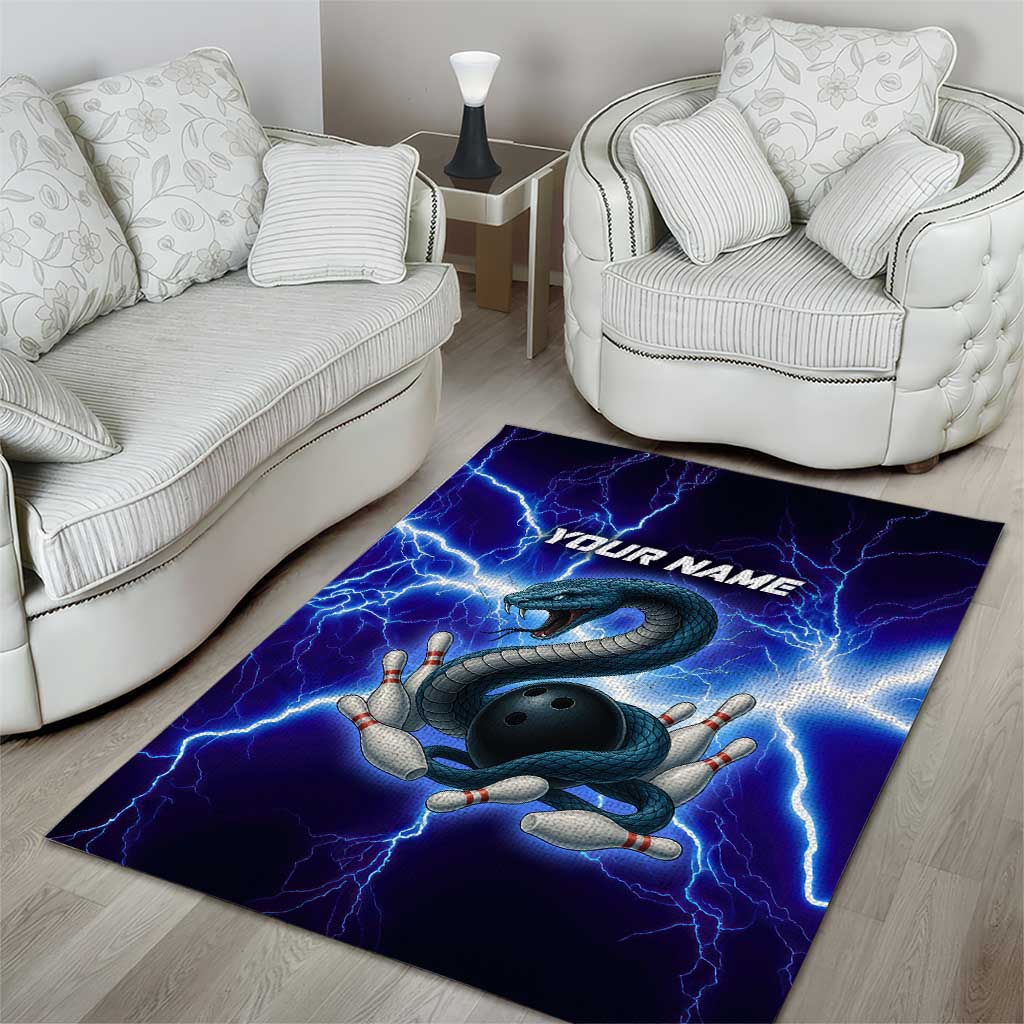 Snake and Bowling Ball Design Area Rug with Lightning Background and Custom Team Name Text - Wonder Print Shop