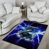 Snake and Bowling Ball Design Area Rug with Lightning Background and Custom Team Name Text - Wonder Print Shop