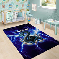 Snake and Bowling Ball Design Area Rug with Lightning Background and Custom Team Name Text - Wonder Print Shop