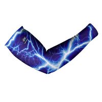 Snake and Bowling Ball Design Arm Sleeves with Lightning Background and Custom Team Name Text - Wonder Print Shop