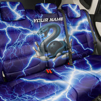Snake and Bowling Ball Design Back Car Seat Cover with Lightning Background and Custom Team Name Text - Wonder Print Shop