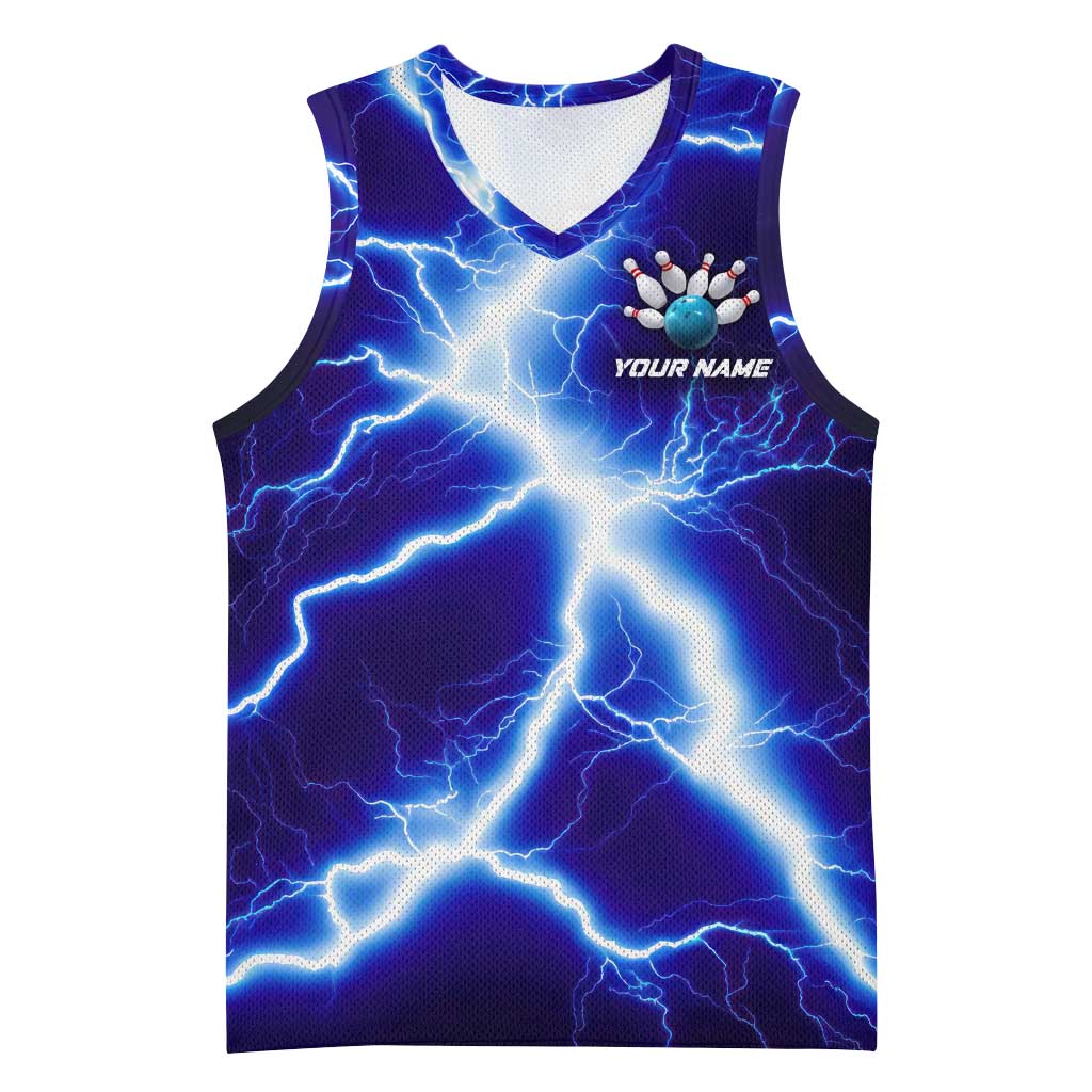 Snake and Bowling Ball Design Basketball Jersey with Lightning Background and Custom Team Name Text - Wonder Print Shop
